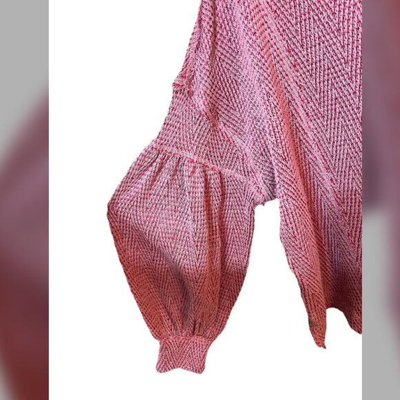 Free People NWT size M Fresh & New Hacci Oversized Knit Top in Mauve Moose Combo - Picture 5 of 7